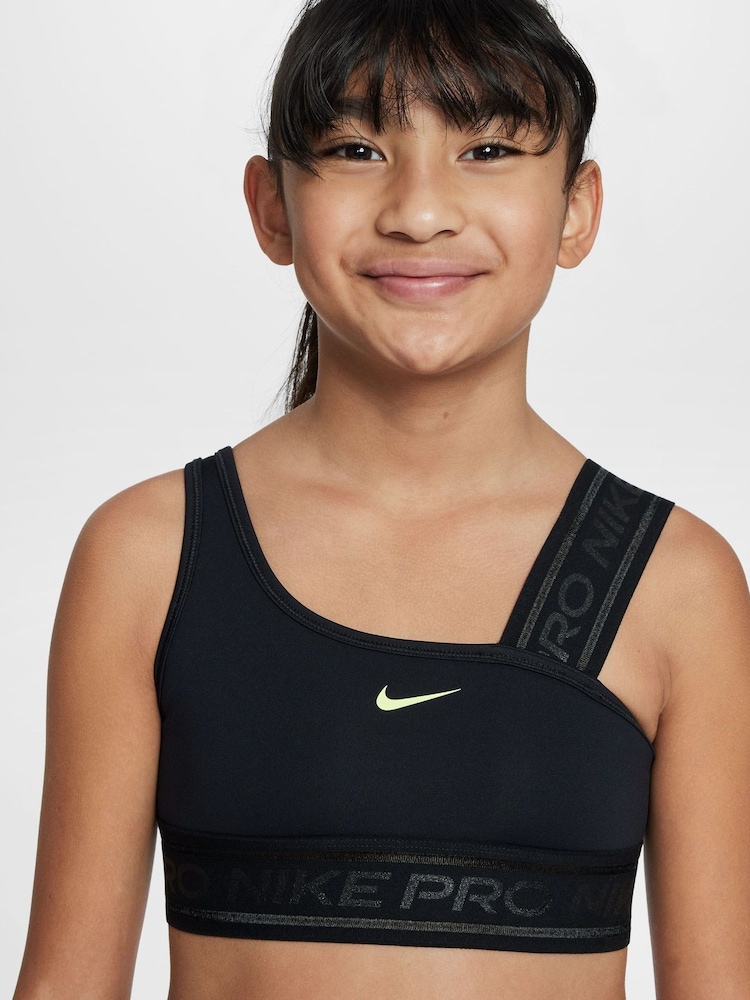 Nike Blue Pro Swoosh Dri-FIT Asymmetrical Sports Bra - Image 1 of 5