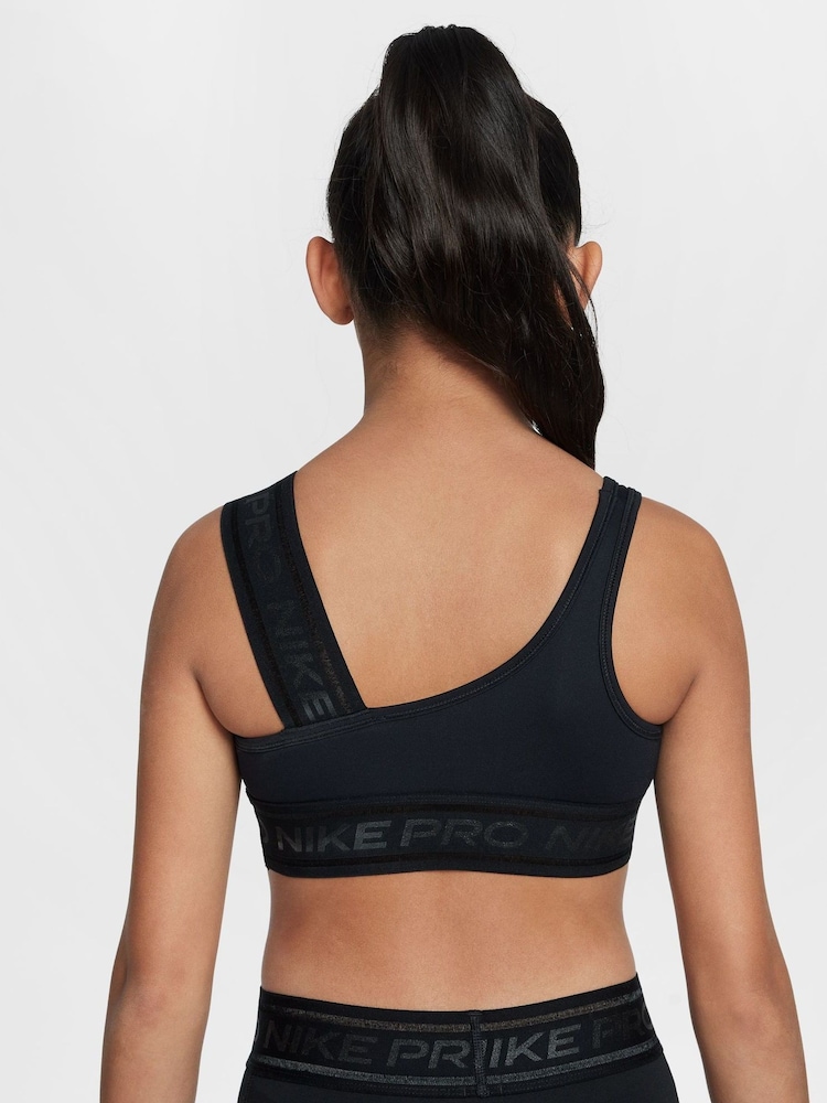 Nike Blue Pro Swoosh Dri-FIT Asymmetrical Sports Bra - Image 2 of 5