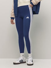 adidas Blue 3 Stripe Leggings - Image 1 of 6