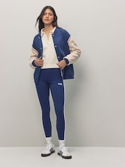 adidas Blue 3 Stripe Leggings - Image 2 of 6