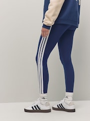 adidas Blue 3 Stripe Leggings - Image 3 of 6