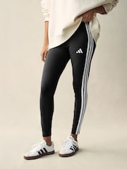 adidas Black 3 Stripe Leggings - Image 1 of 11