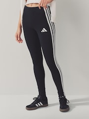 adidas Black 3 Stripe Leggings - Image 9 of 11