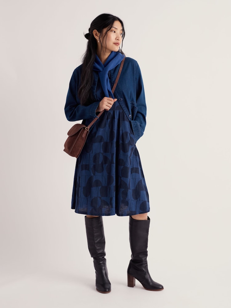 Seasalt Cornwall Blue Tall Enor 3/4 Sleeve Dress - Image 1 of 5 Seasalt Cornwall Blue Tall Enor 3/4 Sleeve Dress - Image 1 of 5