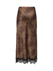 ONLY Leopard print Lace Detail Satin Midi Skirt - Bild 6 von 6