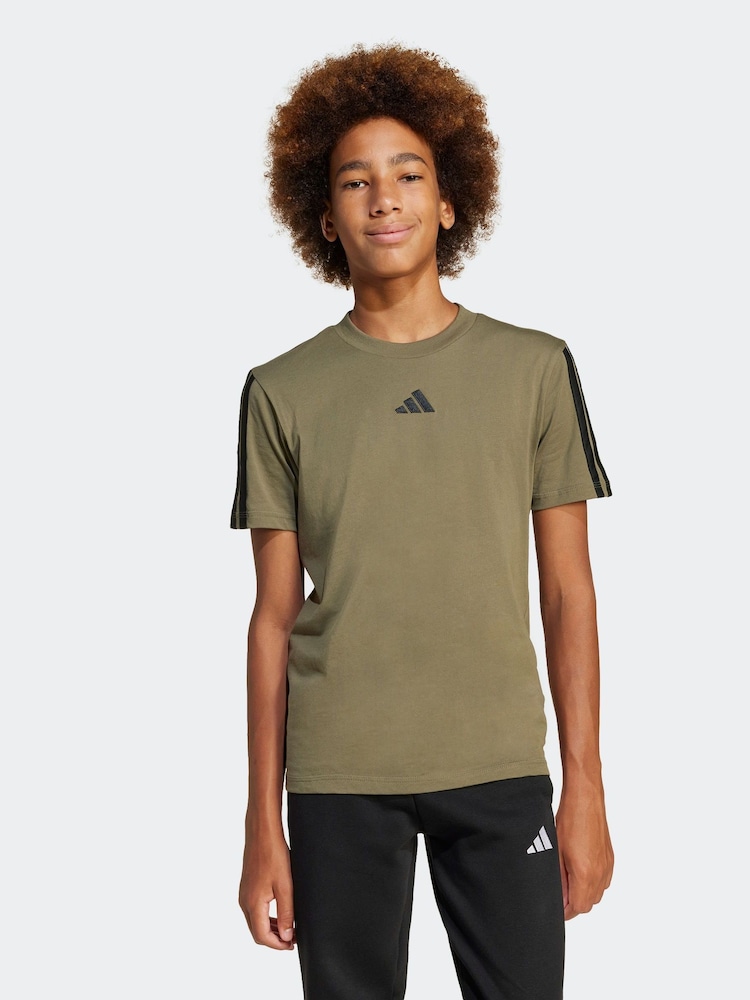 adidas Green Essentials 3 Stripes 100% Cotton T-Shirt - Image 1 of 6