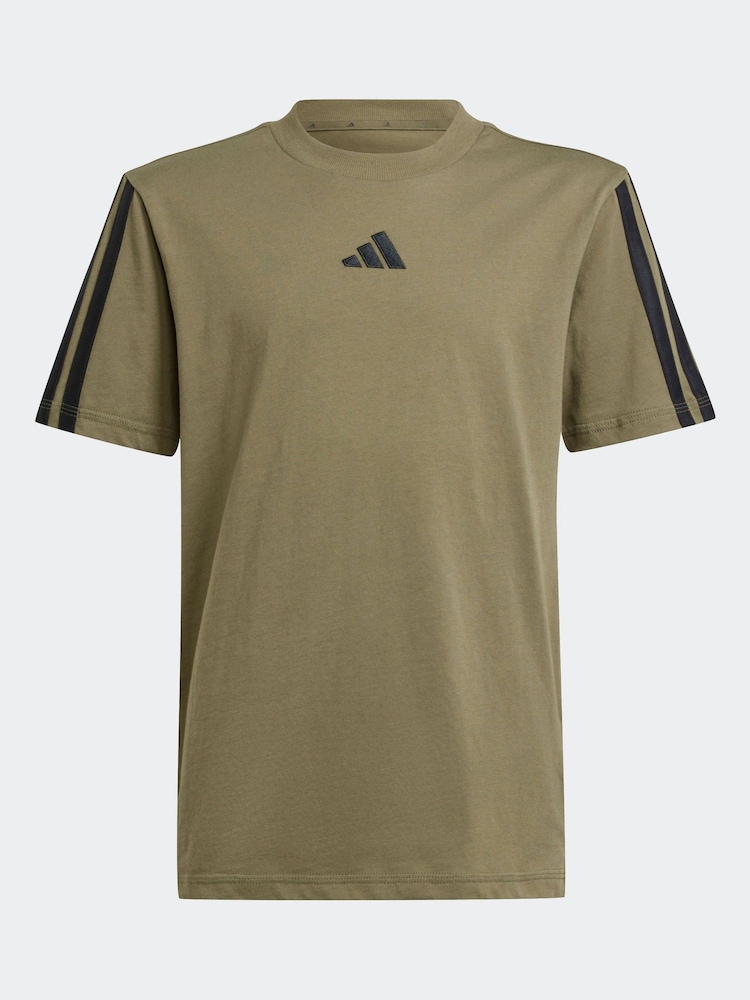 adidas Green Essentials 3 Stripes 100% Cotton T-Shirt - Image 6 of 6