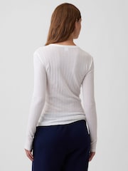 Weiß - Gap Essential Ribbed Pointelle Long Sleeve T-Shirt - Bild 2 von 5