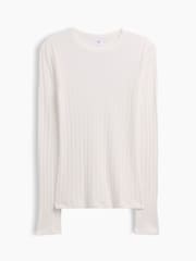 Weiß - Gap Essential Ribbed Pointelle Long Sleeve T-Shirt - Bild 5 von 5
