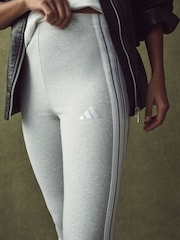 adidas Grey 3 Stripe Leggings - Image 4 of 5