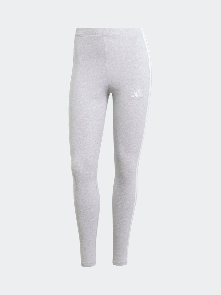 adidas Grey 3 Stripe Leggings - Image 5 of 5