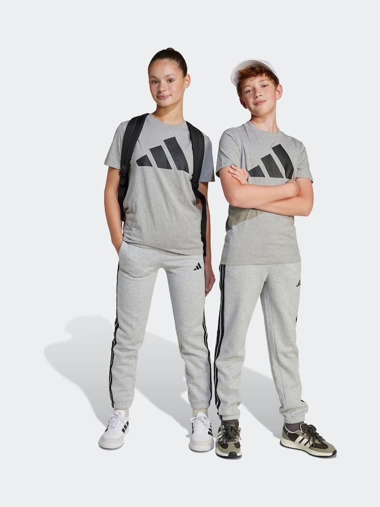 Серый - Флисовые спортивные брюки с тремя полосками adidas 3 - Изображение 1 из 1