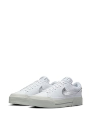Nike White/Silver Court Legacy Lift Platform Trainers - Image 2 of 11