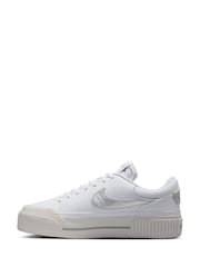 Nike White/Silver Court Legacy Lift Platform Trainers - Image 5 of 11
