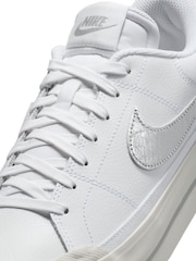 Nike White/Silver Court Legacy Lift Platform Trainers - Image 9 of 11