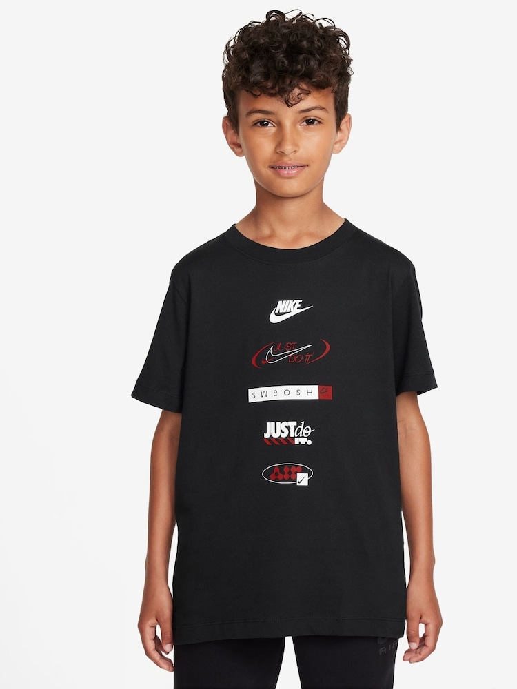 Черный - Nike 100% Cotton Sportswear T-Shirt - Image 1 of 3