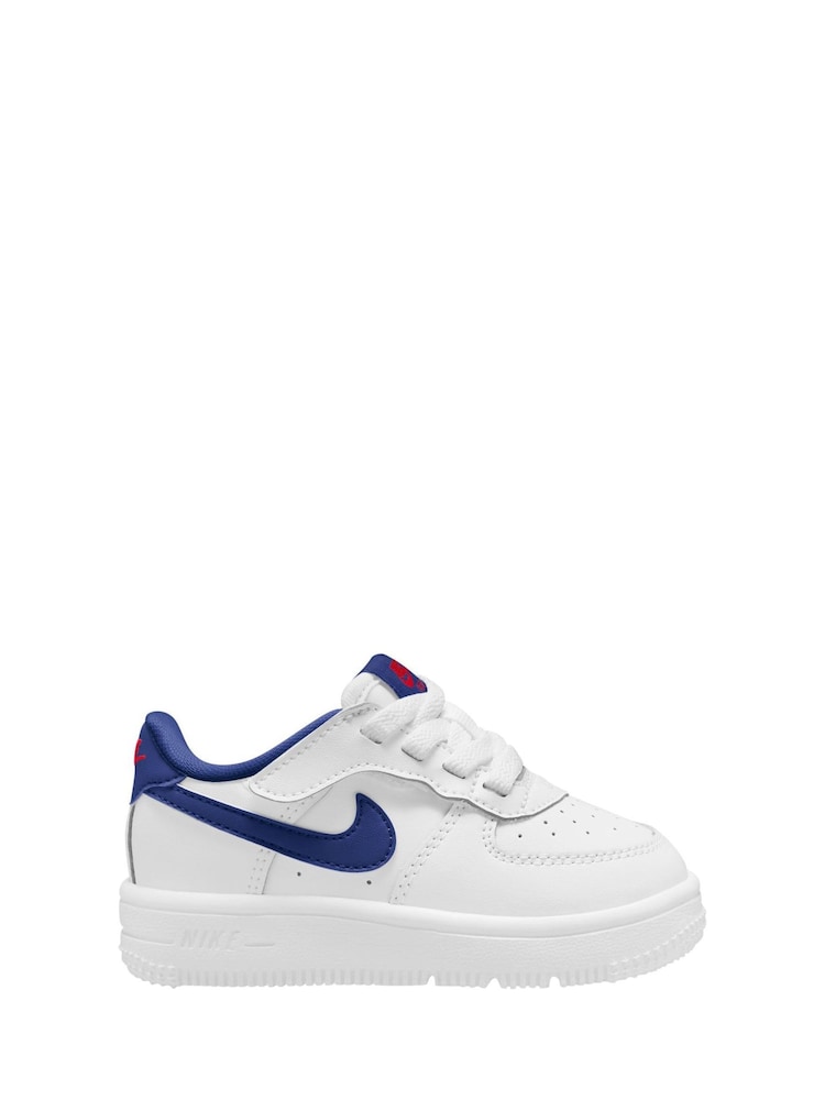 Nike White/Royal Blue Infant Air Force 1 EasyOn Trainers - Image 1 of 4