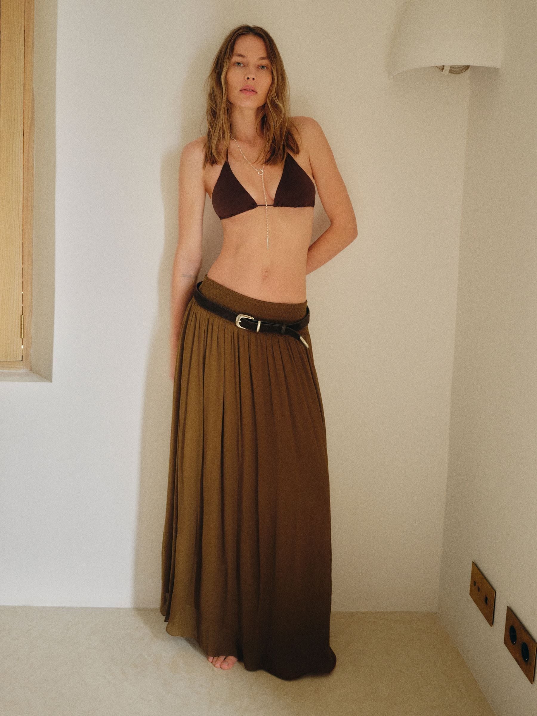 Buy Jigsaw Brown Smocking Chiffon Skirt from Next USA