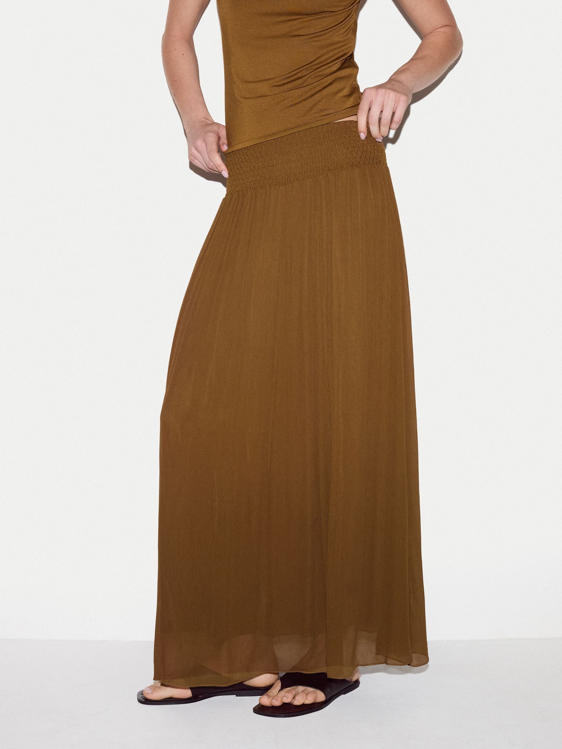 Buy Jigsaw Brown Smocking Chiffon Skirt from Next USA