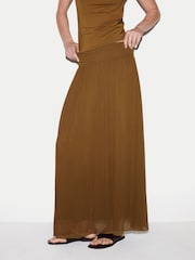 Jigsaw Brown Smocking Chiffon Skirt - Image 2 of 5