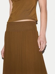 Jigsaw Brown Smocking Chiffon Skirt - Image 3 of 5