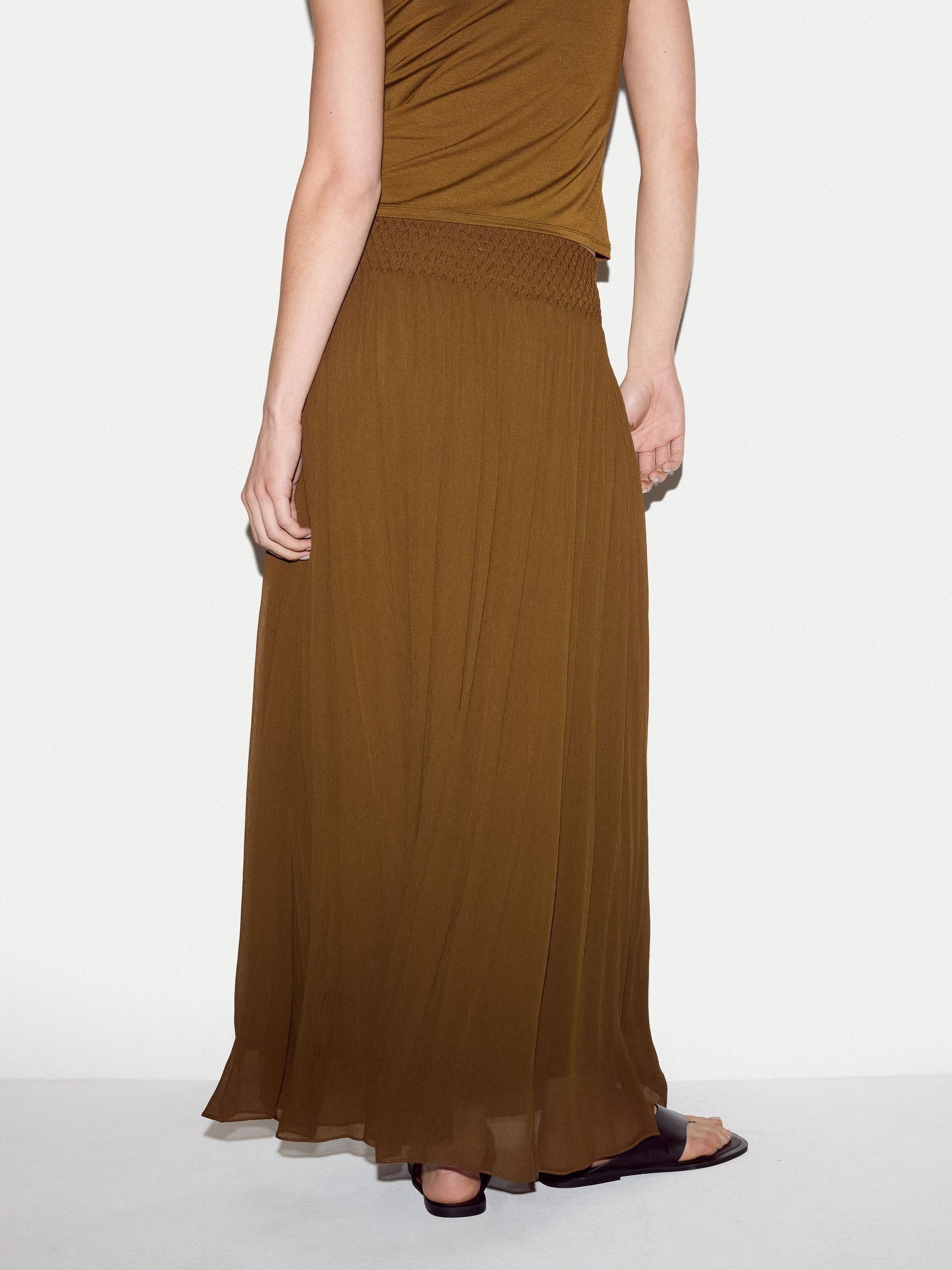 Buy Jigsaw Brown Smocking Chiffon Skirt from Next USA