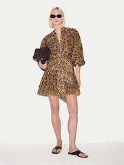 Jigsaw Yellow Batik Cotton Button Mini Dress - Image 3 of 6