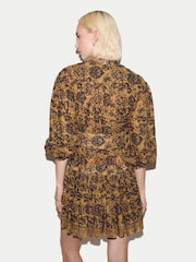 Jigsaw Yellow Batik Cotton Button Mini Dress - Image 5 of 6