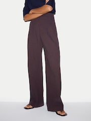 Jigsaw Dark  Brown Cotton Linen Relaxed Trousers - Image 2 of 6