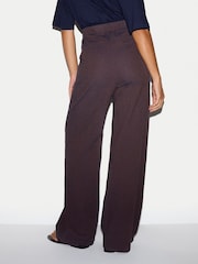 Jigsaw Dark  Brown Cotton Linen Relaxed Trousers - Image 5 of 6