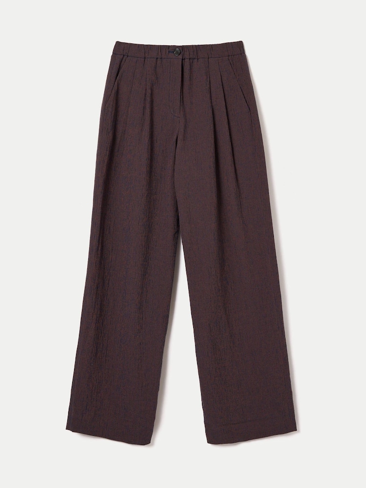 Jigsaw Dark  Brown Cotton Linen Relaxed Trousers - Image 6 of 6