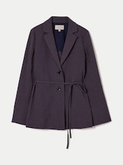 Jigsaw Blue Cotton Linen Relaxed Jacket - Image 7 of 7