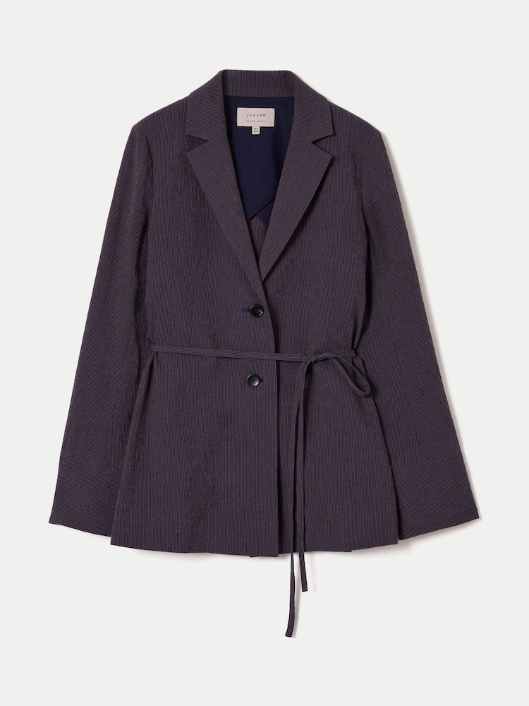 Jigsaw Blue Cotton Linen Relaxed Jacket - Image 7 of 7 Jigsaw Blue Cotton Linen Relaxed Jacket - Image 7 of 7