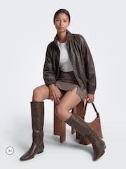 ONLY Brown Checked Mini Skirt - Image 4 of 7