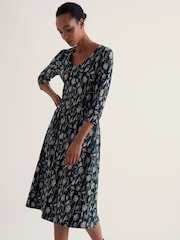 Seasalt Cornwall Blue Petite Pier View 3/4 Sleeve Dress - Image 2 of 5