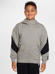Nike College Grey Air Fleece Full-Zip 100% Cotton Hoodie - Image 1 of 3