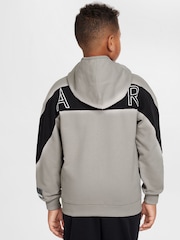 Nike College Grey Air Fleece Full-Zip 100% Cotton Hoodie - Image 2 of 3