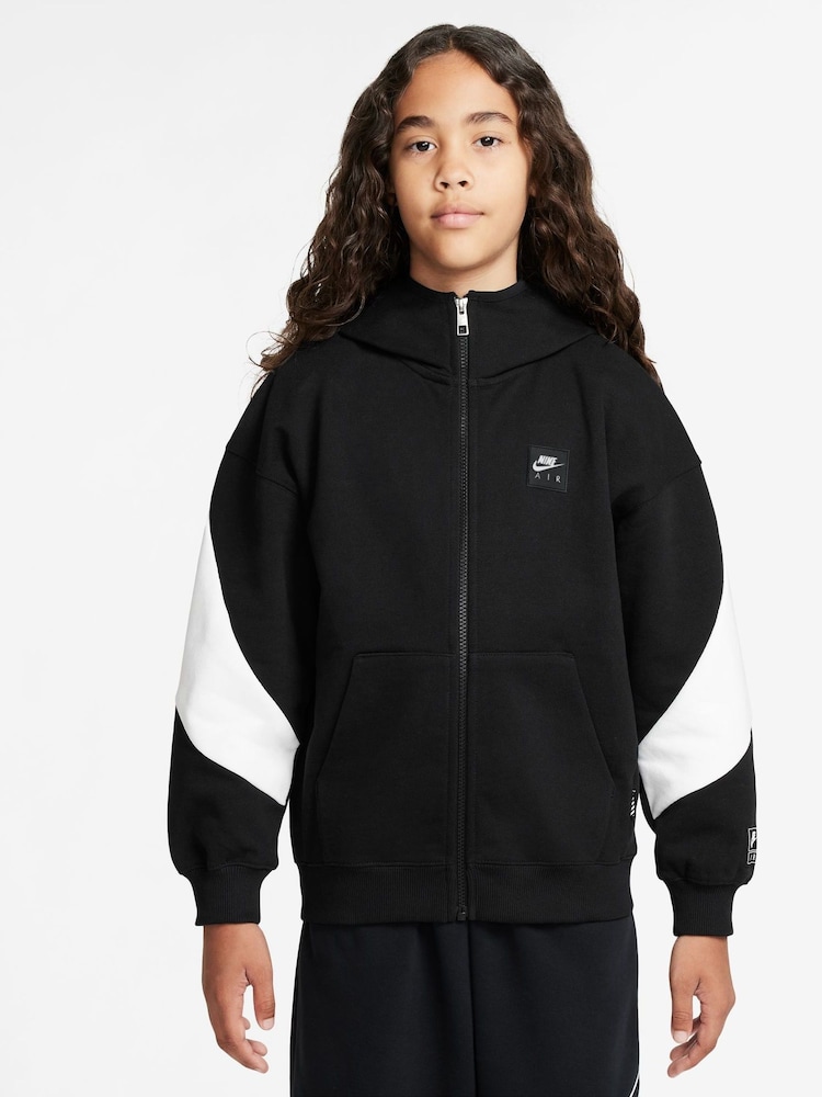 Nike Black Air Fleece Full-Zip 100% Cotton Hoodie - Image 1 of 3