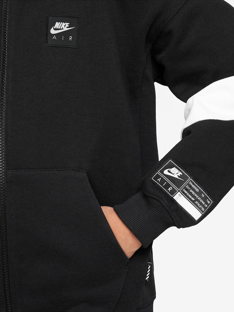 Nike Black Air Fleece Full-Zip 100% Cotton Hoodie - Image 3 of 3