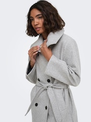 ONLY Grey Funnel Neck Button Through Coat - Image 3 of 7