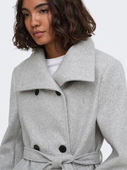 ONLY Grey Funnel Neck Button Through Coat - Image 4 of 7