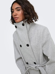 ONLY Grey Funnel Neck Button Through Coat - Image 5 of 7