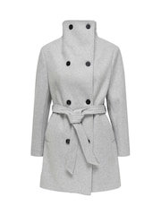 ONLY Grey Funnel Neck Button Through Coat - Image 6 of 7