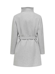 ONLY Grey Funnel Neck Button Through Coat - Image 7 of 7