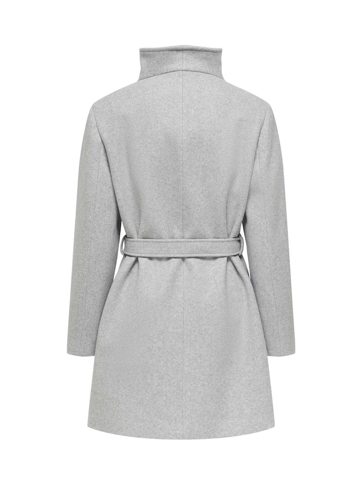 ONLY Grey Funnel Neck Button Through Coat - Image 7 of 7