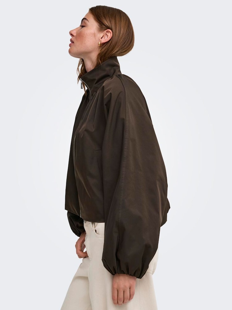ONLY Brown Funnel Neck Balloon Bomber Jacket - Image 2 of 7