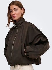 ONLY Brown Funnel Neck Balloon Bomber Jacket - Image 4 of 7