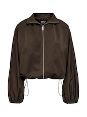 ONLY Brown Funnel Neck Balloon Bomber Jacket - Image 6 of 7