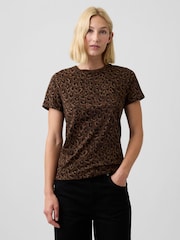 Gap Leopard Print Favourite Crew Neck T-Shirt - Image 1 of 5
