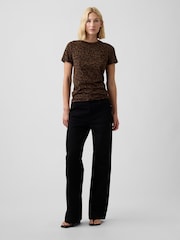 Gap Leopard Print Favourite Crew Neck T-Shirt - Image 3 of 5